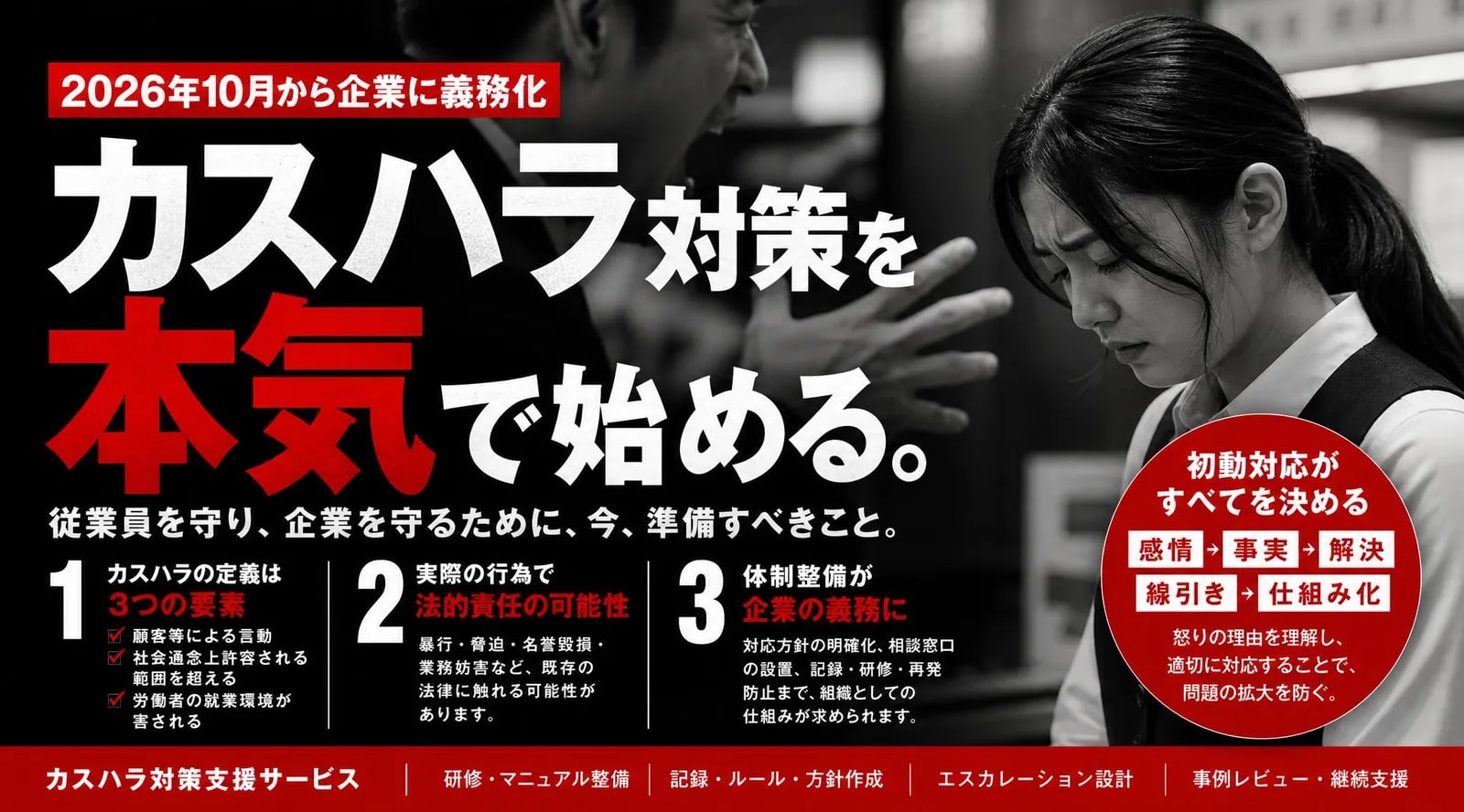 2026年10月からカスハラ対策が義務化　カスハラとは？定義・事例・法律・企業に求められる対応を解説