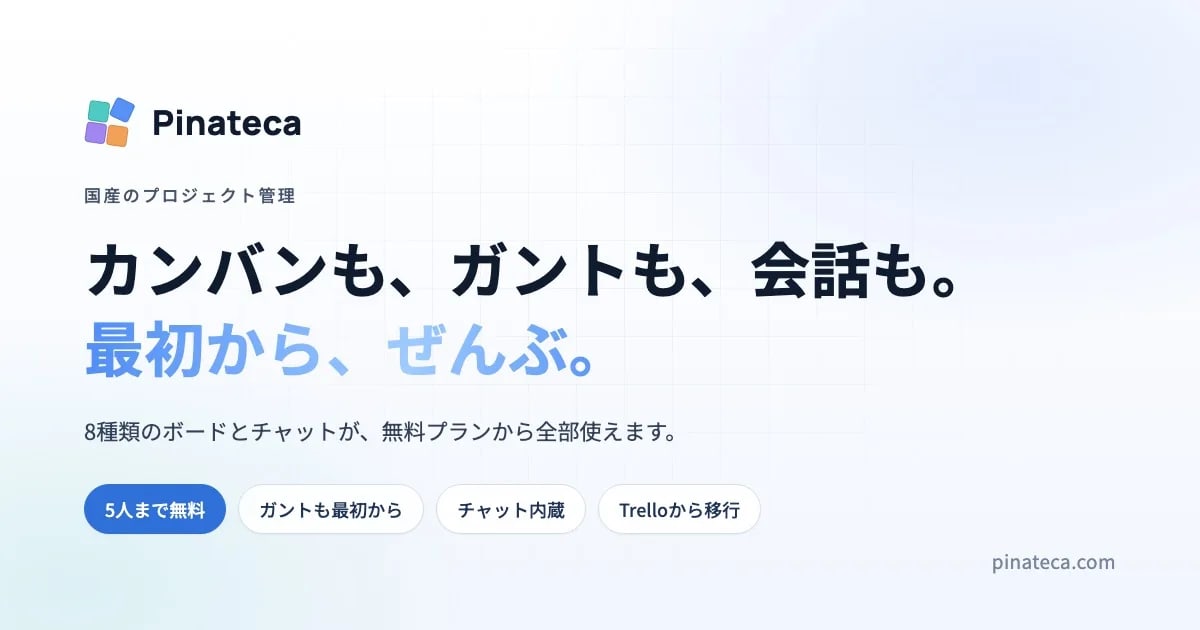 8種類のボードとチャットが最初から使えるプロジェクト管理ツール「Pinateca（ピナテカ）」を提供開始