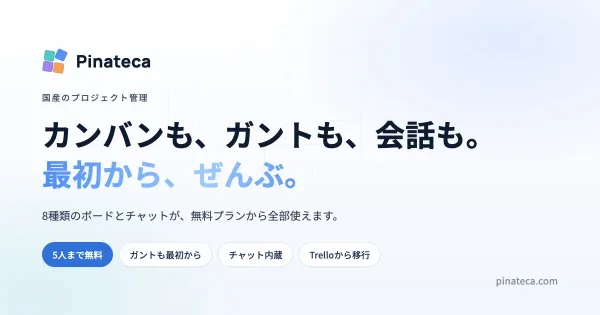 8種類のボードとチャットが最初から使えるプロジェクト管理ツール「Pinateca（ピナテカ）」を提供開始